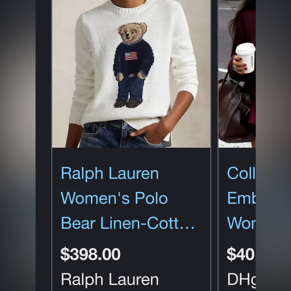 Polo by Ralph Lauren Women's Bear Sweater - White and Navy